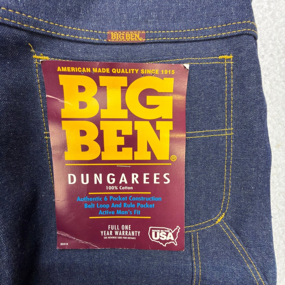 Vintage Big Ben Dungarees Mens 36x30 Blue Denim Carpenter Jeans USA NWT NOS